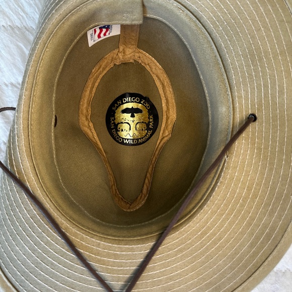 Unisex Safari Hat w Chin Cord - San Diego Zoo - Size Small - Khaki Tan - Picture 6 of 8